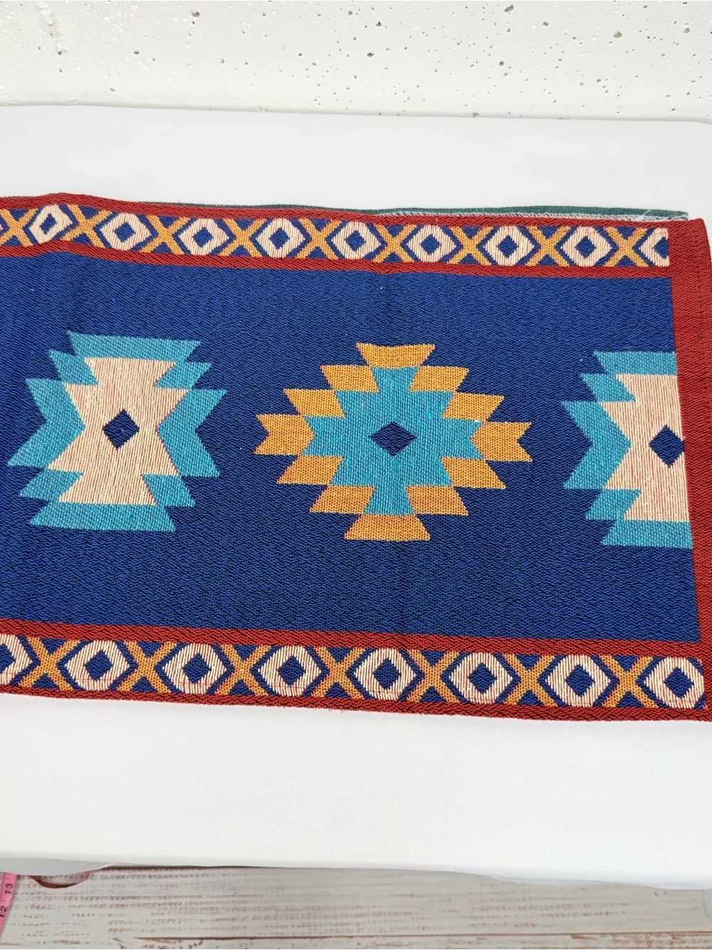 Sonoran Souvenirs Blue Red Southwest Table Runner 13” x 72” NEW